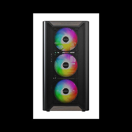 Caixa Montech XR Wood Midi Tower ATX Preta ARGB
