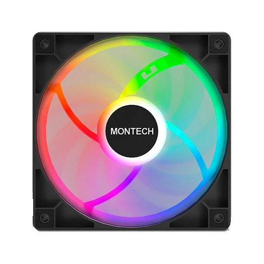 Ventoinha Montech GF120 ARGB PWM 120mm Preta 1600RPM Pack 3