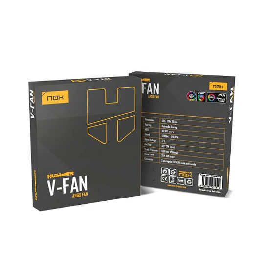 Ventoinha NOX HUMMER V-FAN ARGB 120mm 1200RPM 20.4dB
