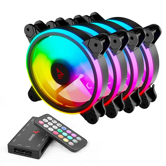 Ventoinha Savio KIT 4 Ventiladores Black ARGB 120mm 6 Pines