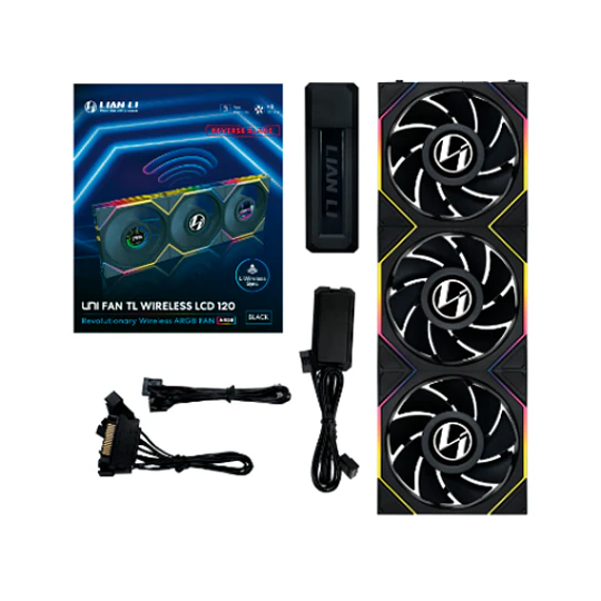 Ventoinha Lian Li UNI FAN TL120 LCD Wireless Preta 120mm Pack 3