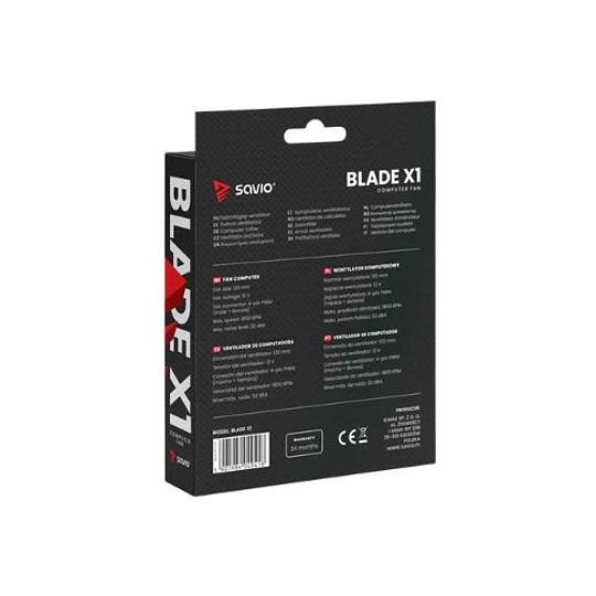 Ventoinha Savio BLADE X1 120mm 1800RPM 32dBA 4 Pines