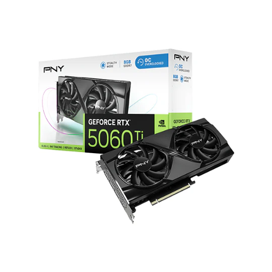 Placa Gráfica PNY RTX 5060TI Overclocked Dual Fan 8GB