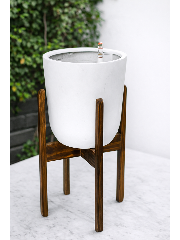 Macetero Autorregante Blanco L (28x27) con Pedestal 1