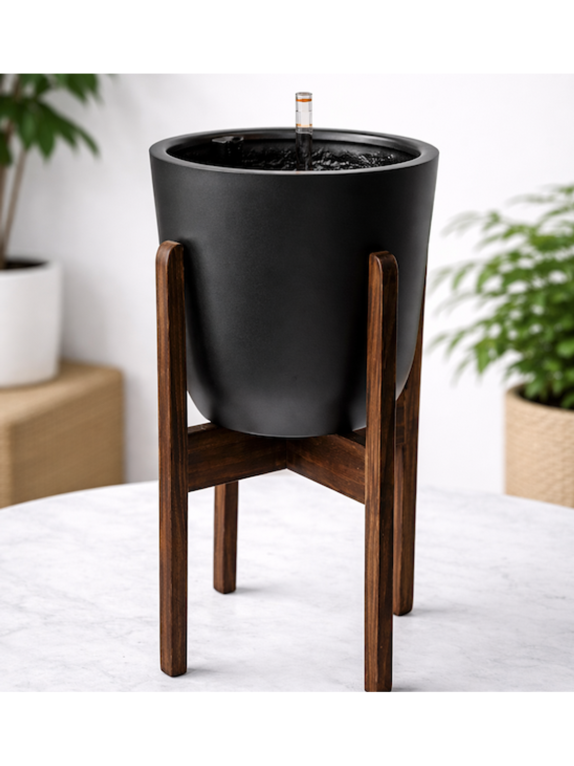 Macetero Autorregante Negro L (28x27) con Pedestal 1