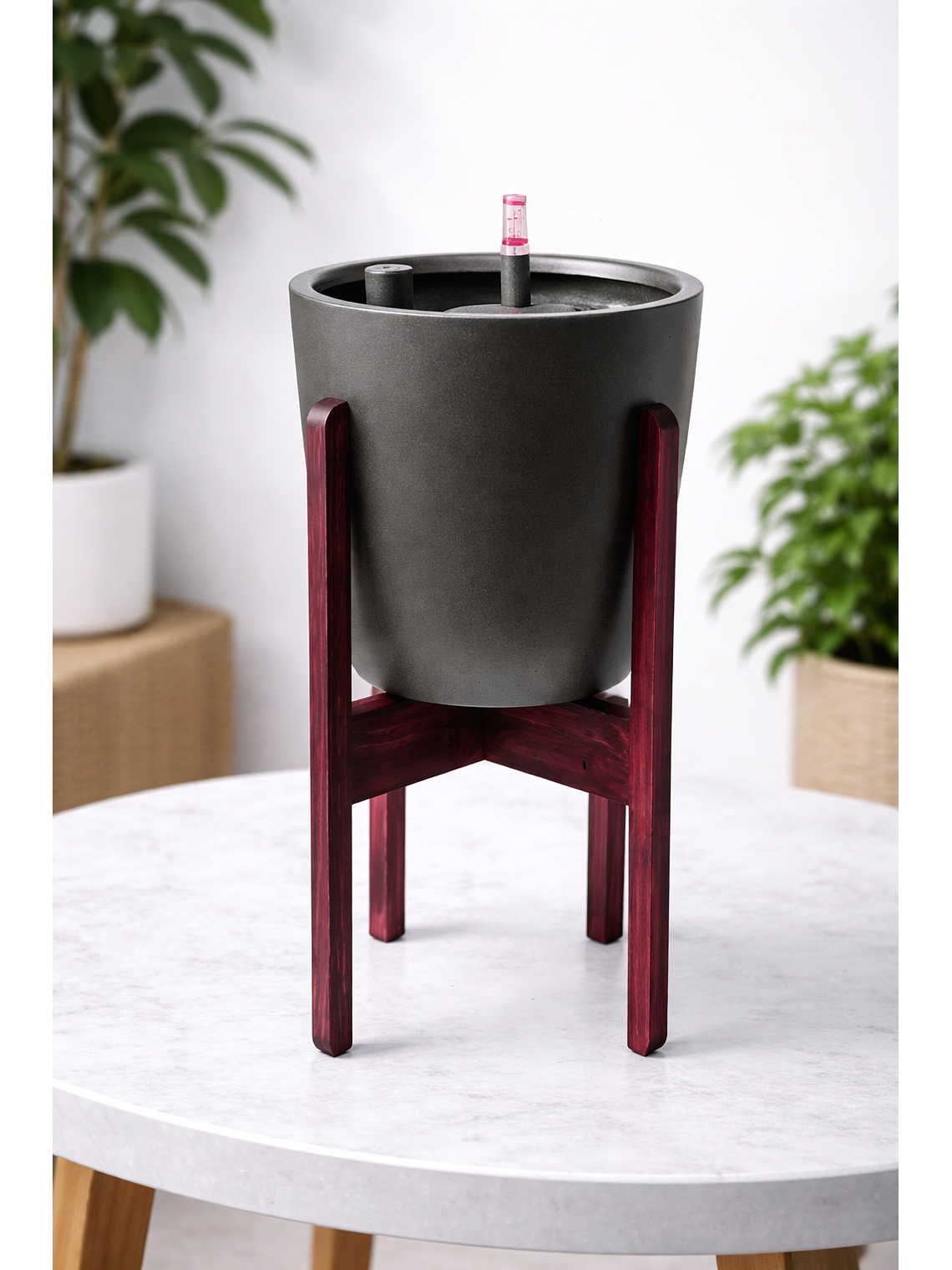 Macetero Autorregante Gris L (28x27) con Pedestal 1