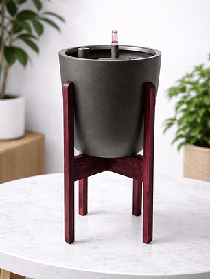 Macetero Autorregante Gris L (28x27) con Pedestal