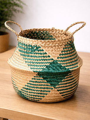 Macetero Canasto Fibra Natural Chono L