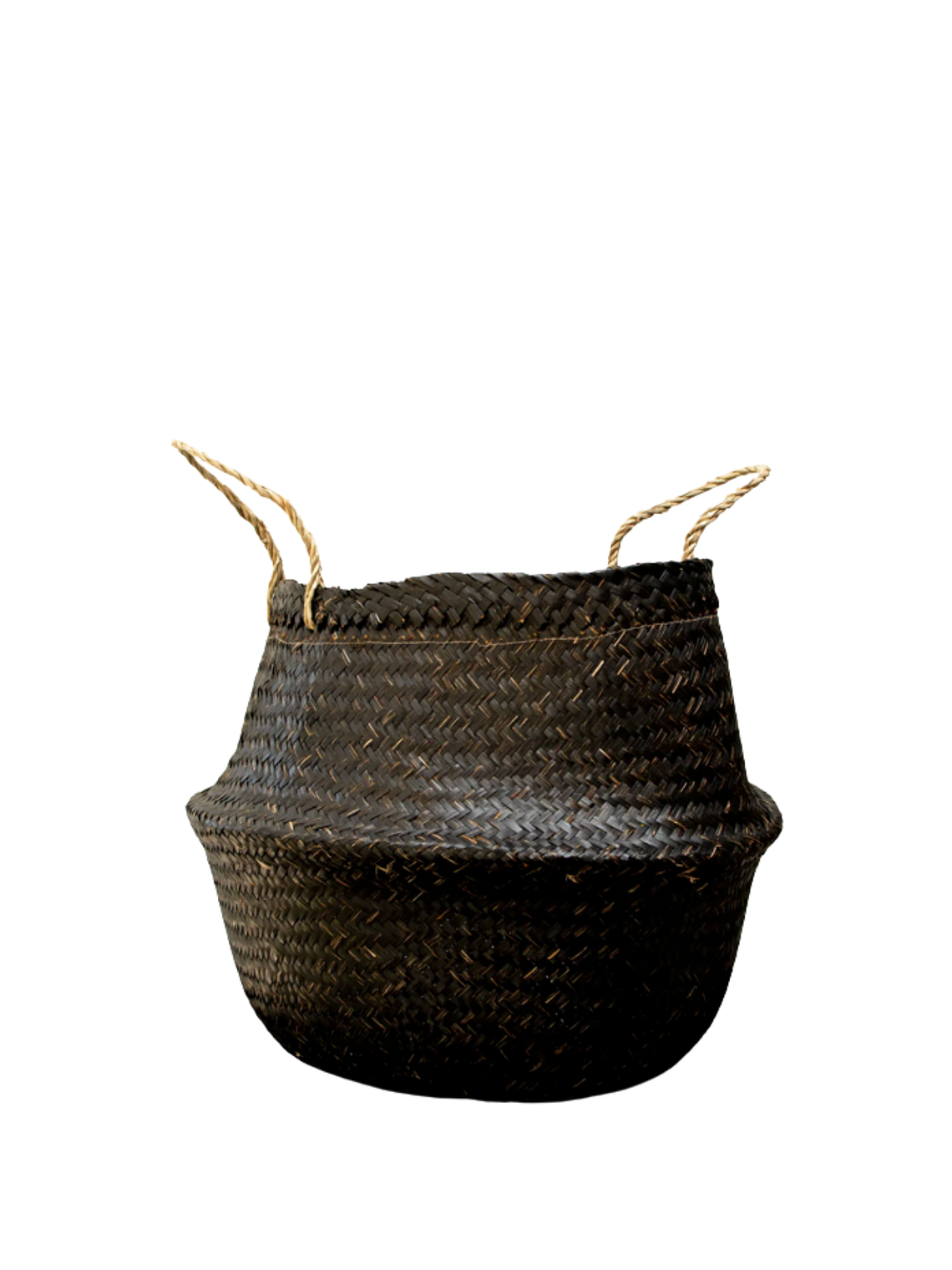 Maceta Canasto Negro L Fibra Natural 2