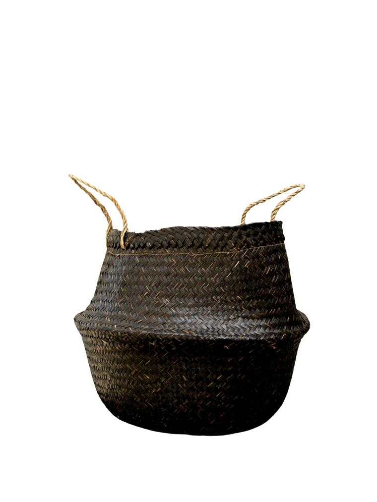 Maceta Canasto Negro L Fibra Natural 2