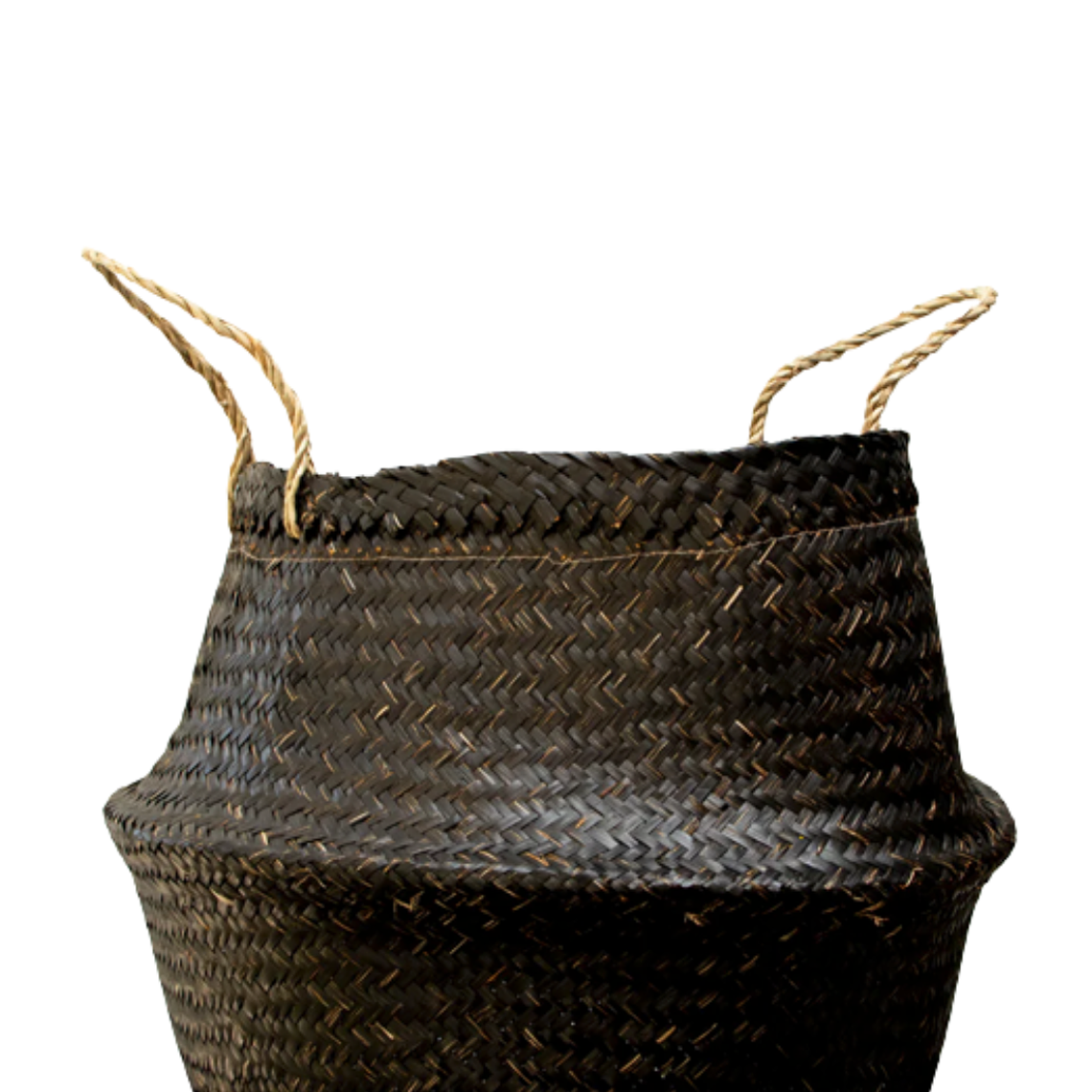 Maceta Canasto Negro L Fibra Natural 2