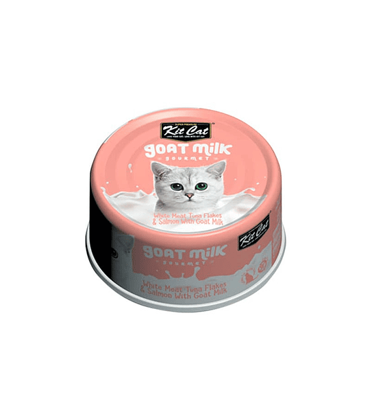 Kit Cat Goat Milk Gourmet White Meat Tuna Flakes & Salmon 70gr