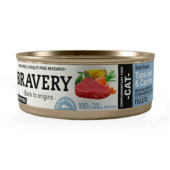 Bravery Lata Gato Lomito de Atún y Zanahoria 70gr