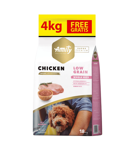 Amity Low Grain Pollo Adulto 14Kg Perro - 