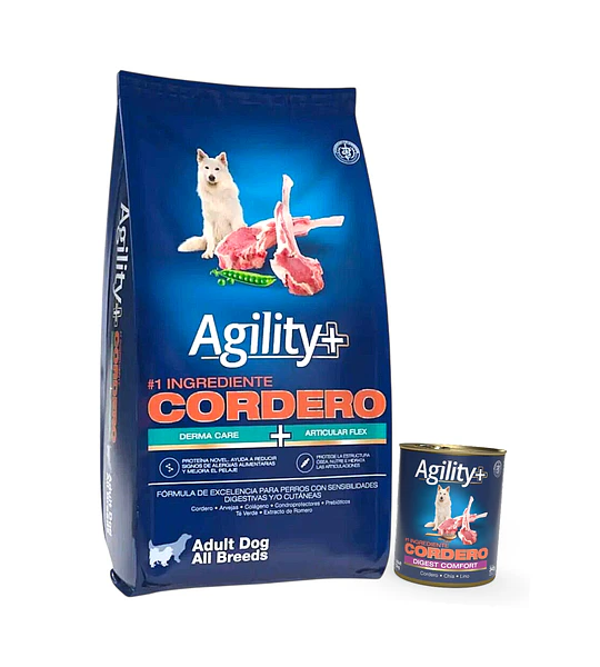 Agility+ Adulto Toda Raza Cordero 15kg + Lata  