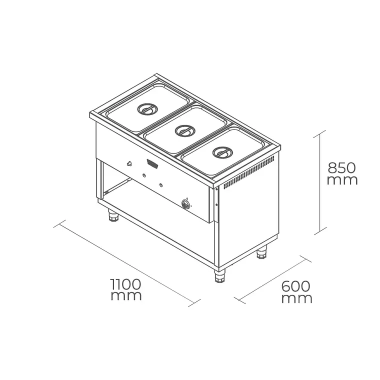 Baño María Maigas 3 Depósitos GN 1/1 Gas Licuado GLP 6EA142 – miniatura 2