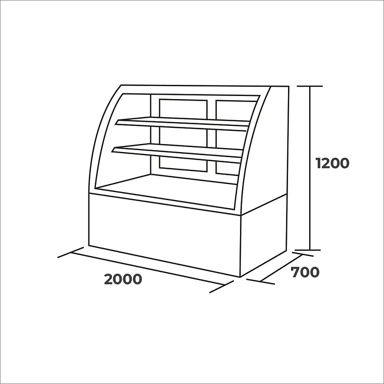 Vitrina pastelera curva 2 mts Maigas – miniatura 2