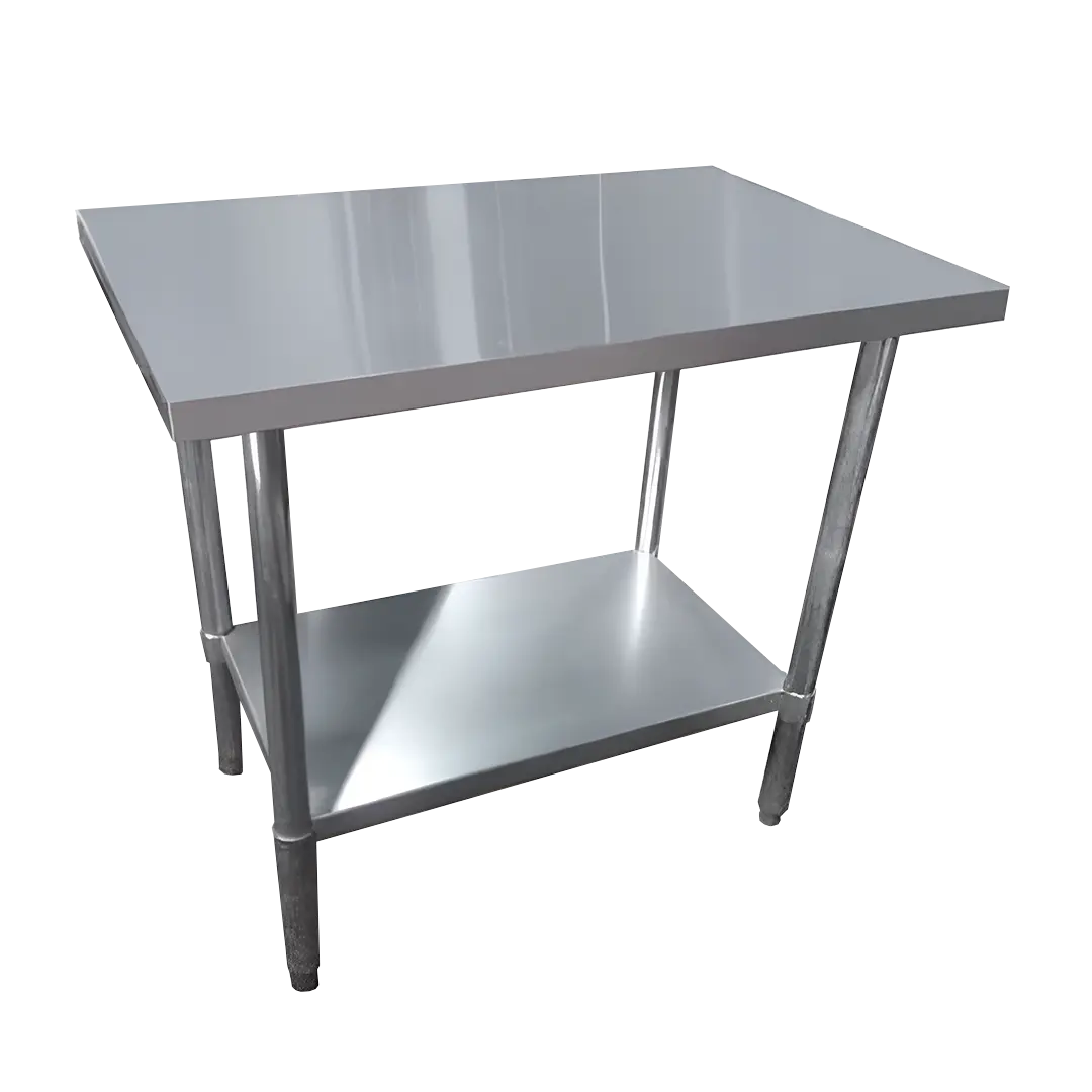 Mesón centro inox 90 x 60 x 85 cm - repisa y patas acero galv. – miniatura 1