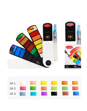 Acuarelas sólidas / Abanico Paleta Tradicional