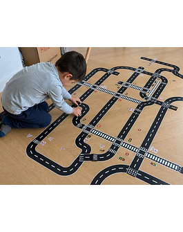 Pista de autos adhesiva