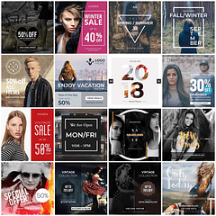 115 Artes Mídias Sociais Loja de Roupas Editáveis Photoshop