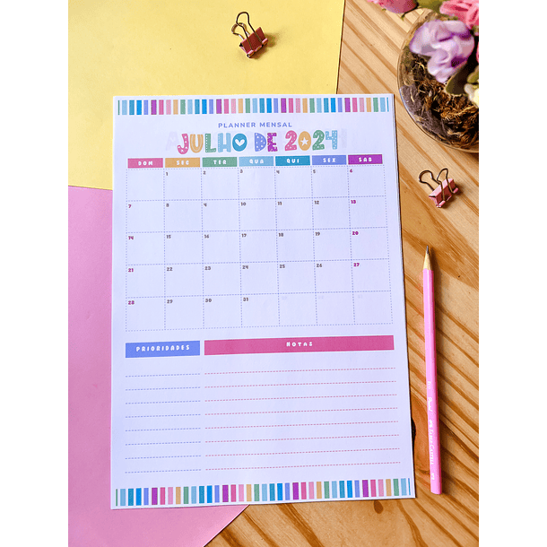 Arquivo Planner Mensal A4 2024 em Pdf 3