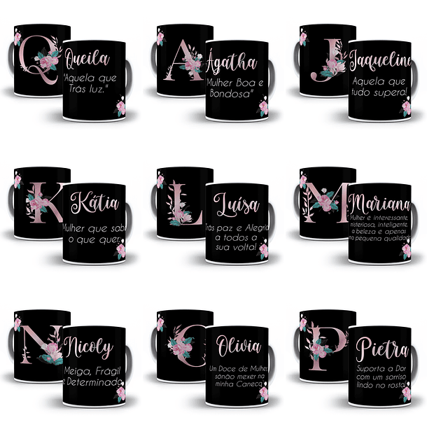 26 Artes Caneca Alfabeto Nomes e Significados Editável em Corel Draw 3