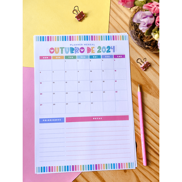 Arquivo Planner Mensal A4 2024 em Pdf 6
