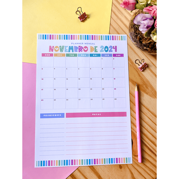 Arquivo Planner Mensal A4 2024 em Pdf 7