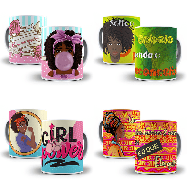 15 Artes para Caneca Beleza Negra Editável em Corel Draw 3