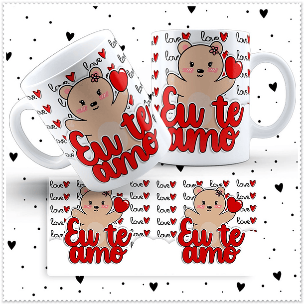 12 Artes para Caneca Dia dos Namorados Ursinho Love em Jpg 6