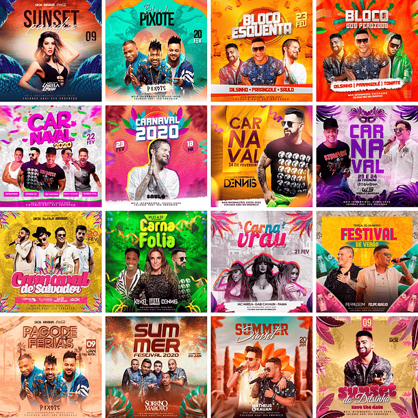 90 Artes Carnaval Mídias Sociais Templates Editáveis Photoshop 1
