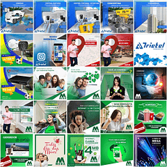 215 Artes Mídias Sociais Provedor de Internet Editáveis Photoshop + Png