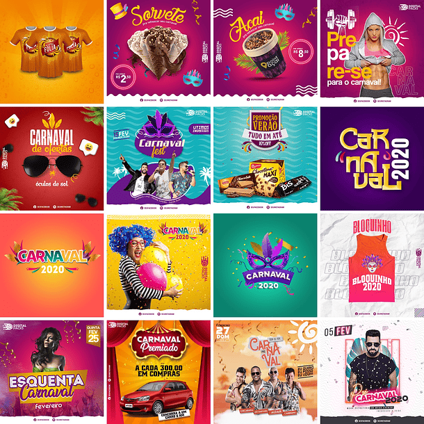 90 Artes Carnaval Mídias Sociais Templates Editáveis Photoshop 2