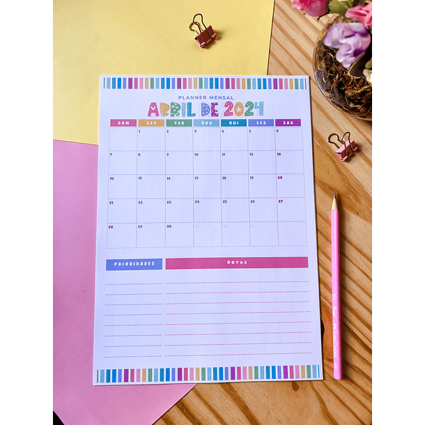 Arquivo Planner Mensal A4 2024 em Pdf 14