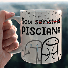 Arte Caneca Sou Sensível Pisciana Arquivo Png