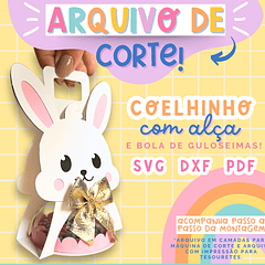 Arquivo de Corte Coelhinho com Alça Páscoa em Pdf 
