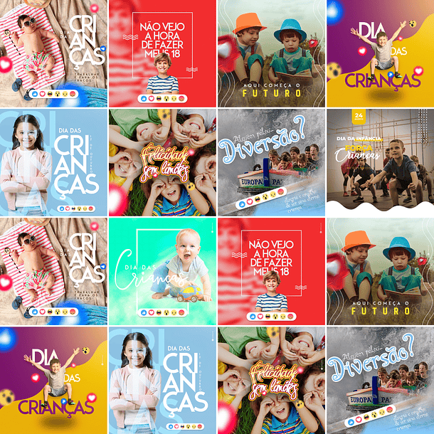 40 Artes Mídias Sociais Dia das Ccrianças Editáveis Photoshop 2