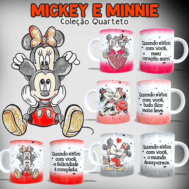 8 Artes para Caneca Mickey e Minnie Arquivo em Jpg 2