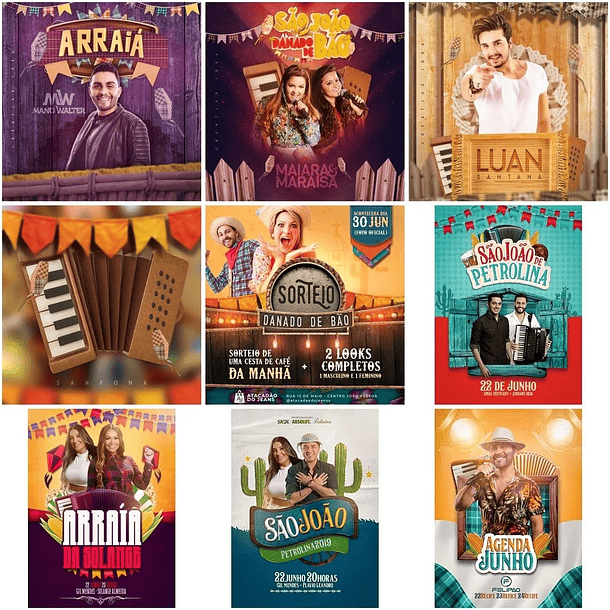 35 Artes Mídias Sociais São João Editáveis Photoshop + Png 3