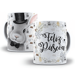 Arte Caneca Feliz Páscoa Coelhinho Com Chapeu Arquivo Png
