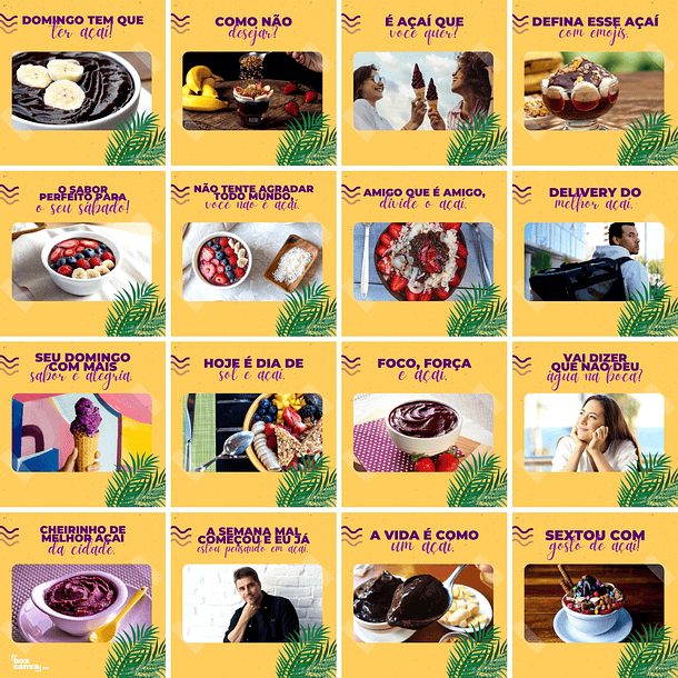 Pack Canva Açaí Templates Editáveis 200 Artes + Legendas 2