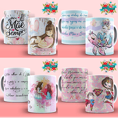 15 Artes Caneca Dia das Mães Editável em Corel Draw + Png