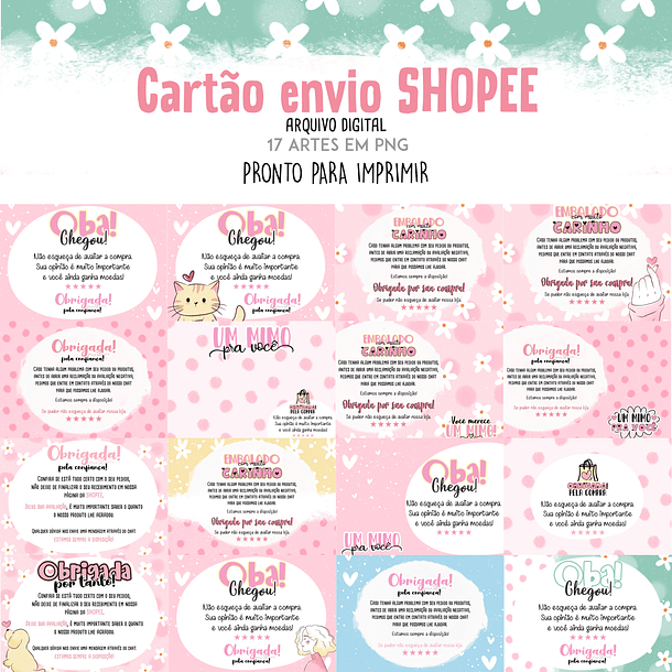 Kit Digital Cartão de Envio Shopee Clientes Prontos