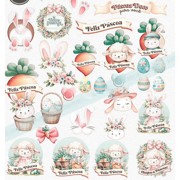Kit Digital Páscoa Cut Bunnies em Png   4