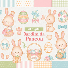 Kit Digital Páscoa Jardim em Png 