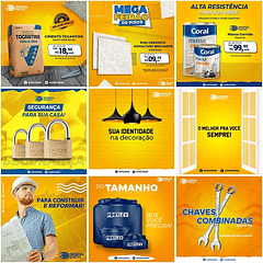 40 Artes Mídias Sociais Materiais Construção Editáveis Photoshop