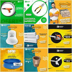 40 Artes Mídias Sociais Materiais Construção Editáveis Photoshop