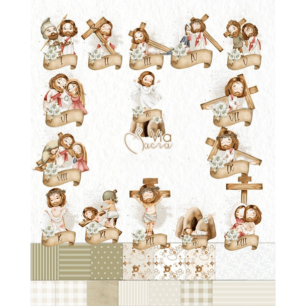 Kit Digital Via Sacra Aquarela em Png  2