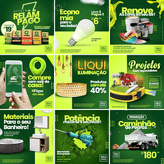 40 Artes Mídias Sociais Materiais Construção Editáveis Photoshop